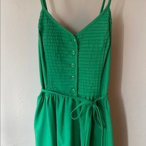 Vintage green tie waste midi dress